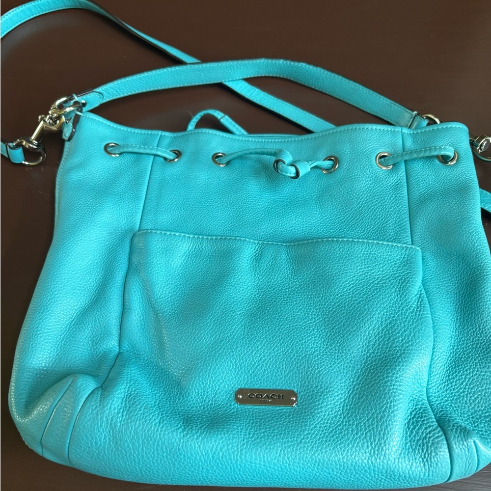 Coach Aqua Blue Leather Shoulder Bag